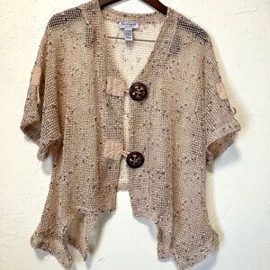 Serengeti Mesh Fish Net Side Tail Top Coastal Size L Earthy Airy